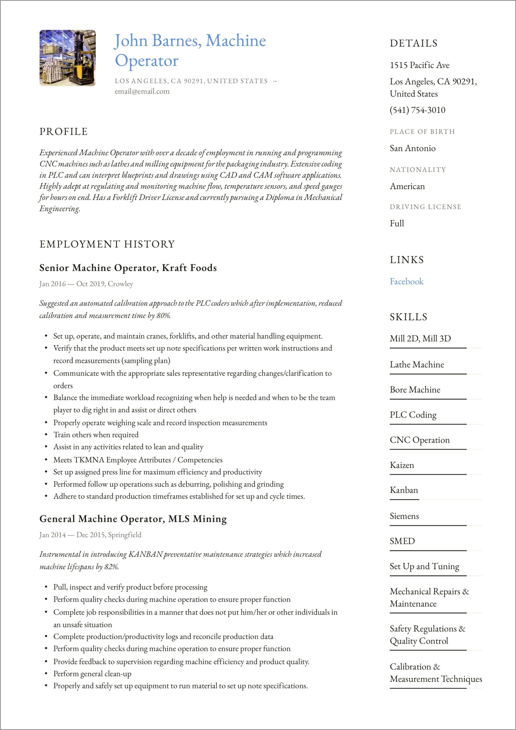 Machinist Resume Cover Letter Examples