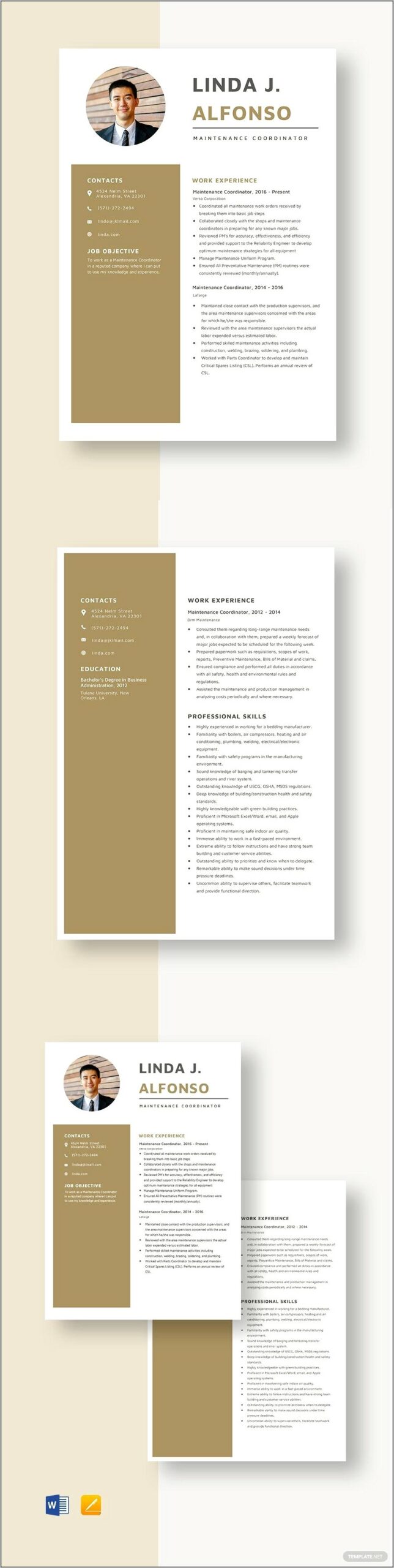 Maintenance Coordinator Job Description For Resume