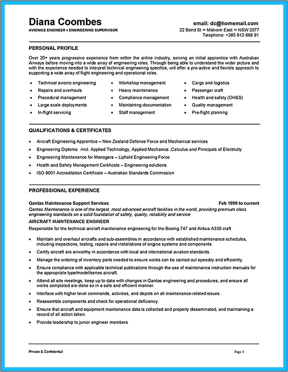 Maintenance Quality For Resume Examples