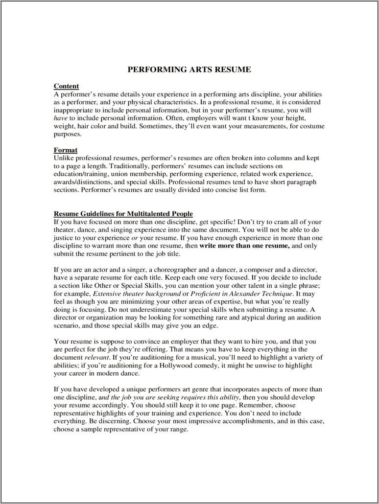 Making An Acting Resume With No Experience