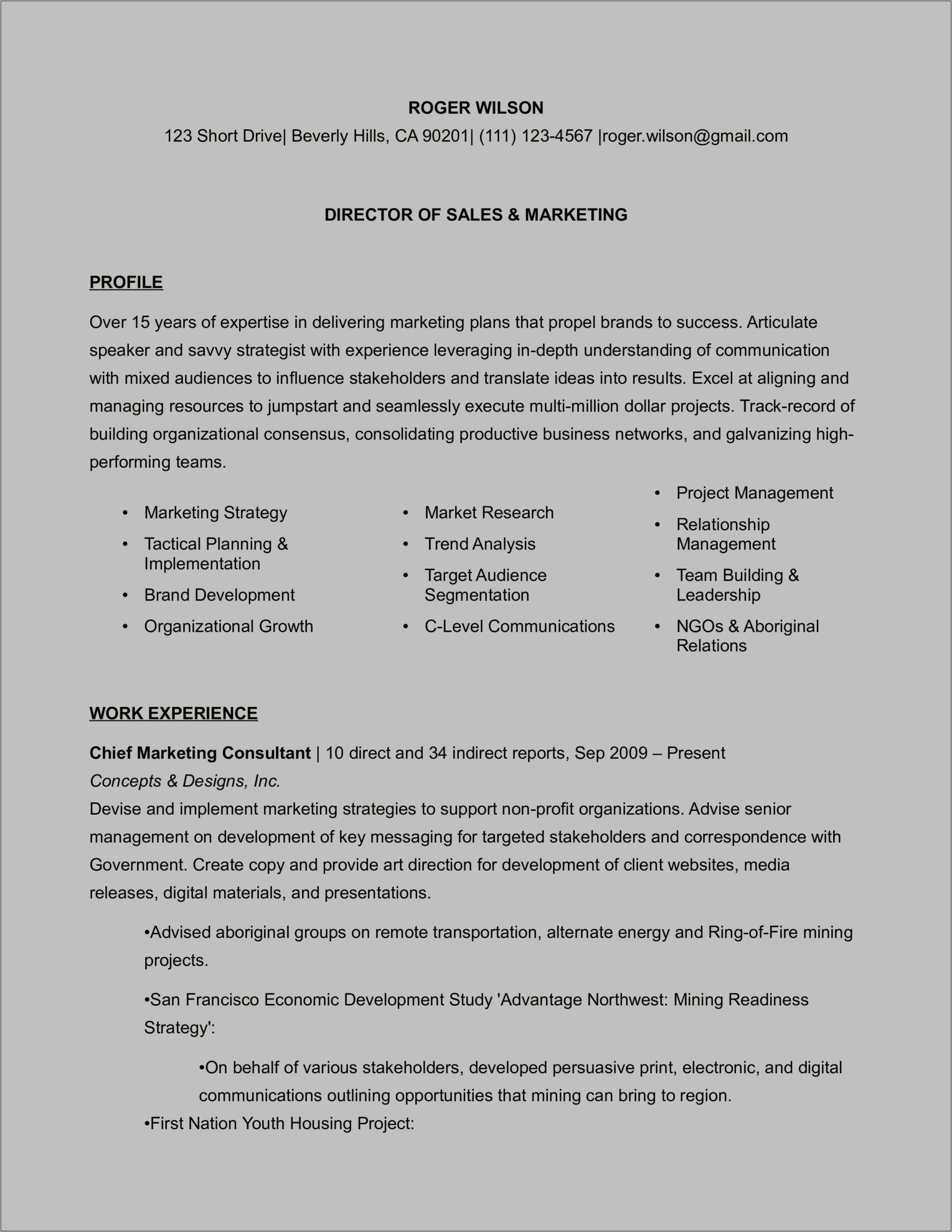 Managed And Developed Marketing Material Resume