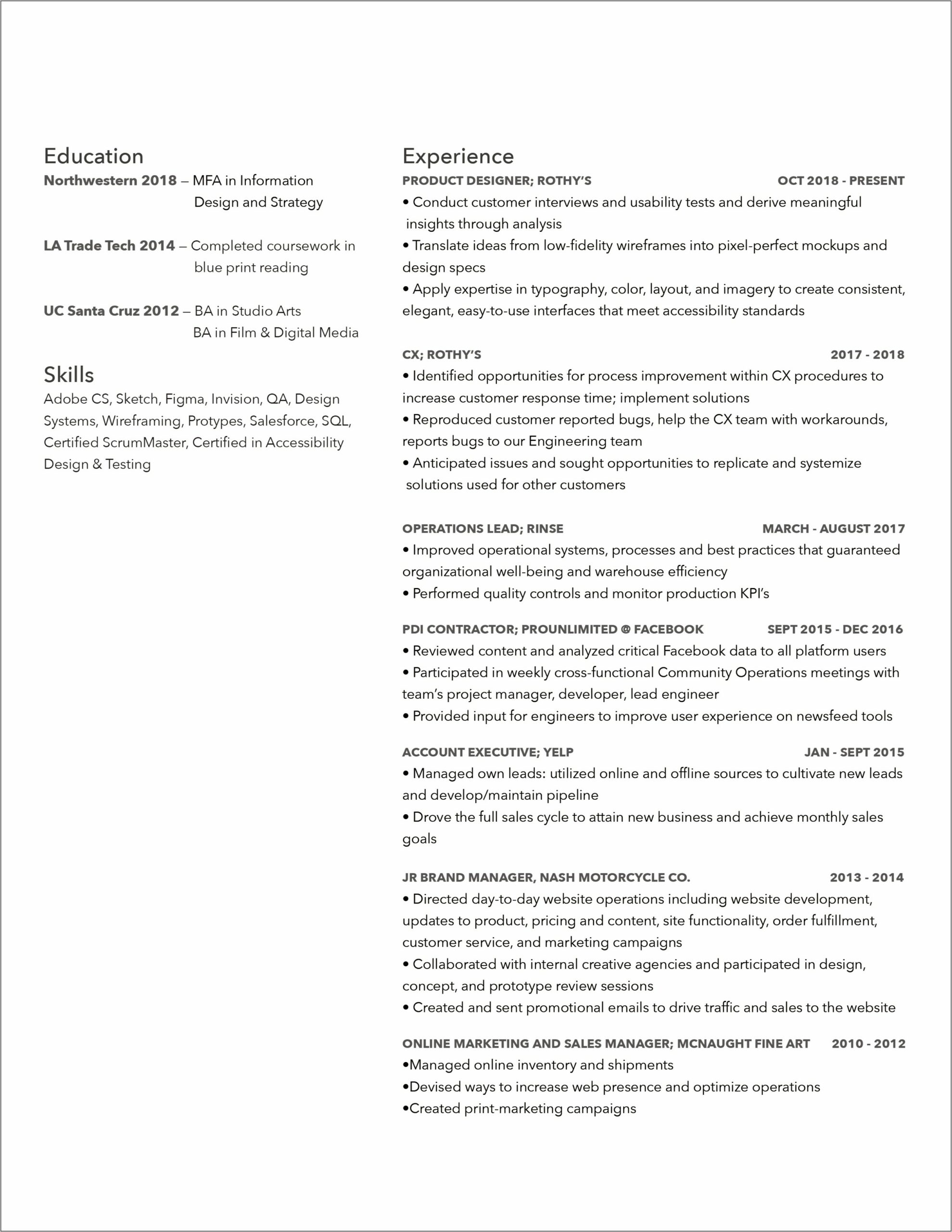 Managed Entire Sales Cycle For Resume