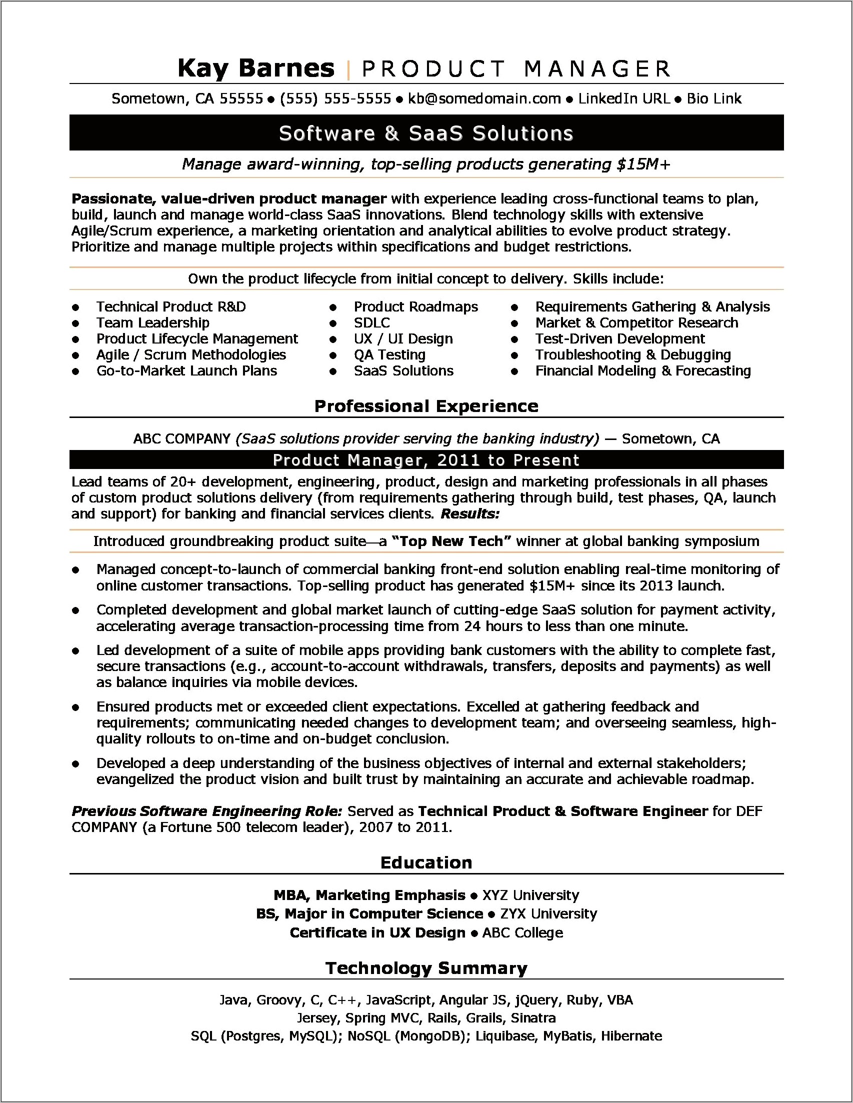 Managed Service Provider Experience On Resume