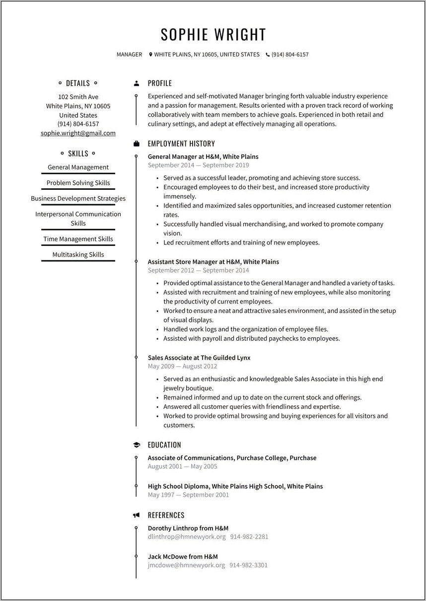 Manager Position Experience Recruiting And Hiring Resume