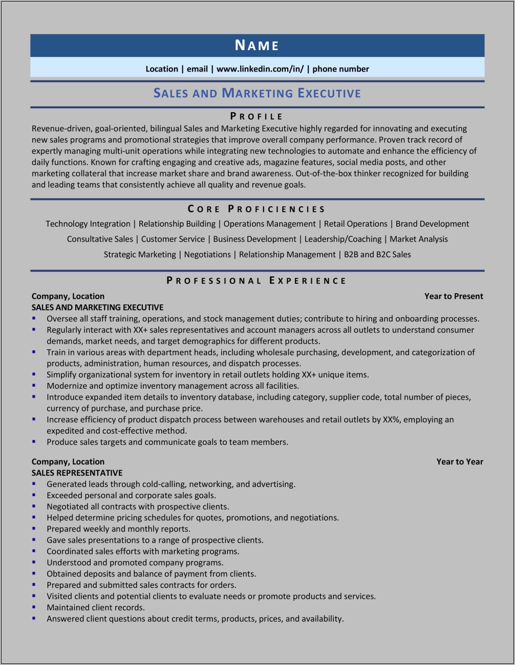 Marketing And Sales Manager Resume Examples