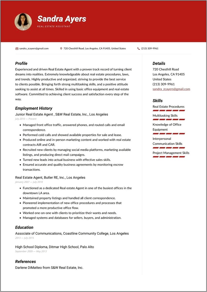 Marketing Manager In Real Estate Resume