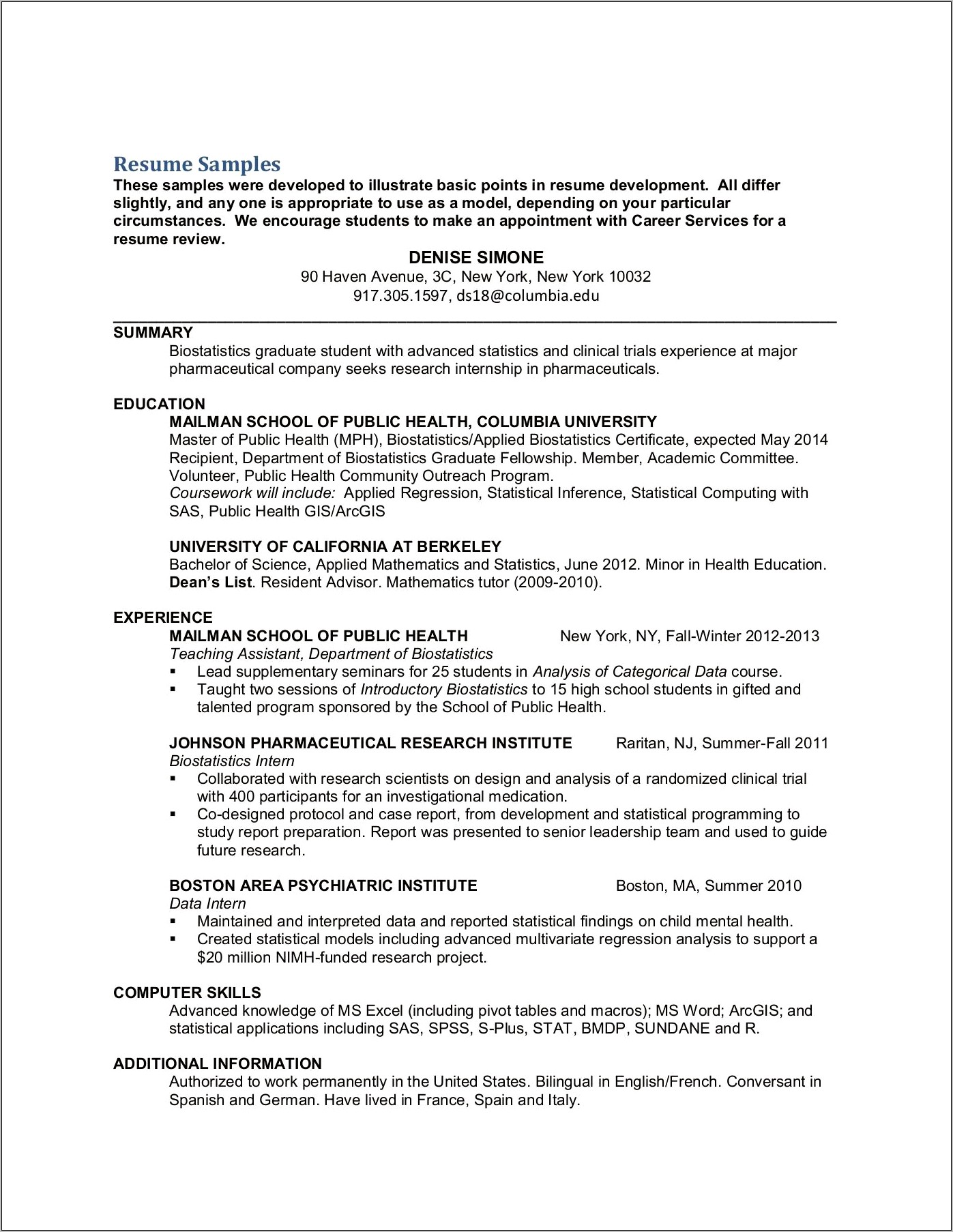 Master Of Public Health Resume Examples