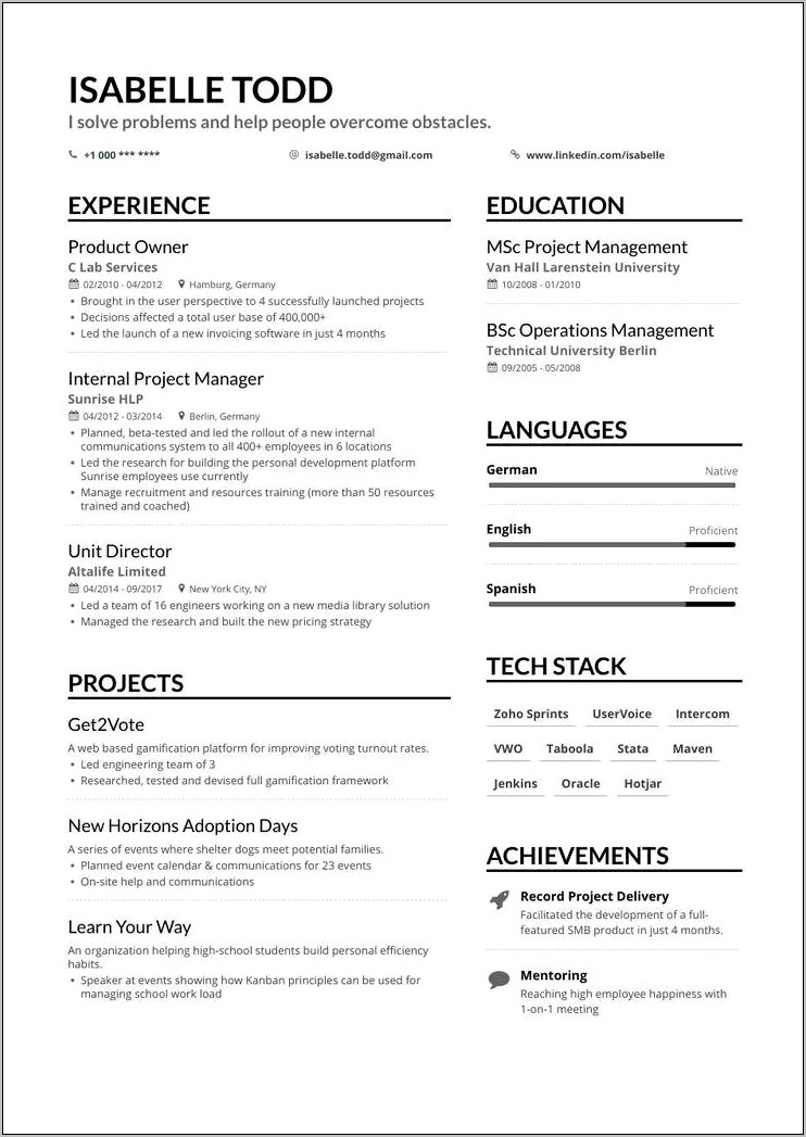 Master Of Science In Management Resume