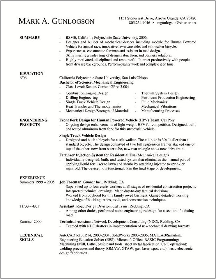 Material And Metallurgical Engineering Resume Objective