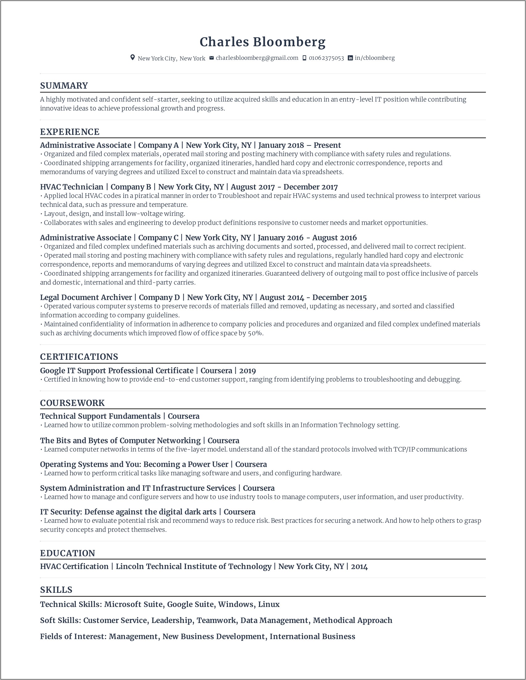 Materials Technician Job Description For Resume