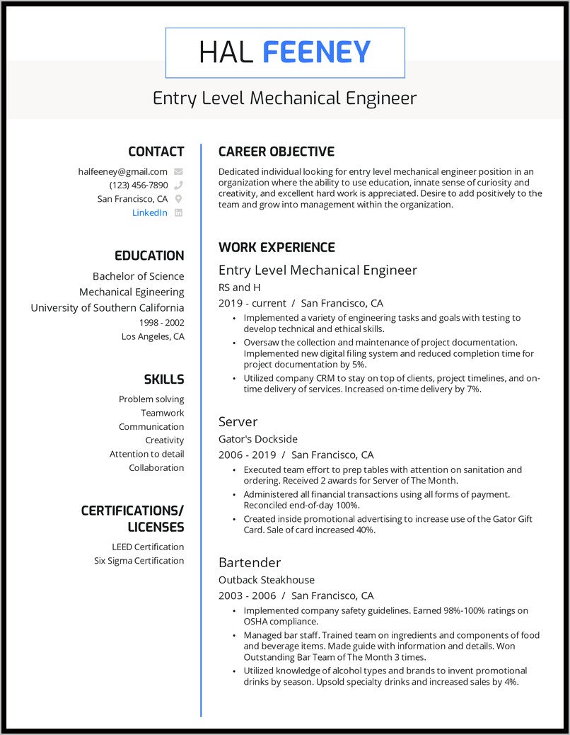 Mechanical Design Engineer Resume Word Format Download
