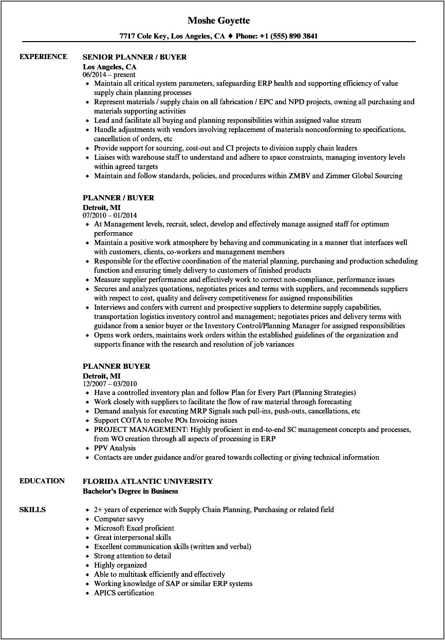 Media Buyer Job Description For Resume