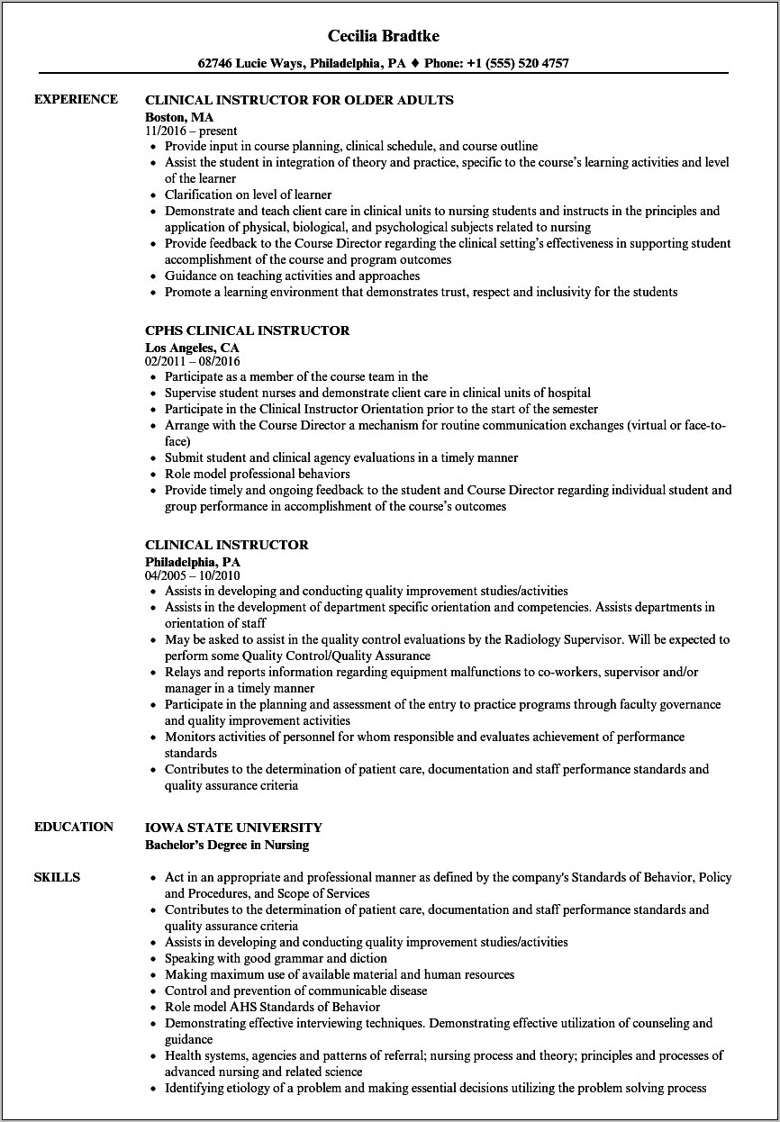 Medical Assistant Instructor Job Description For Resume