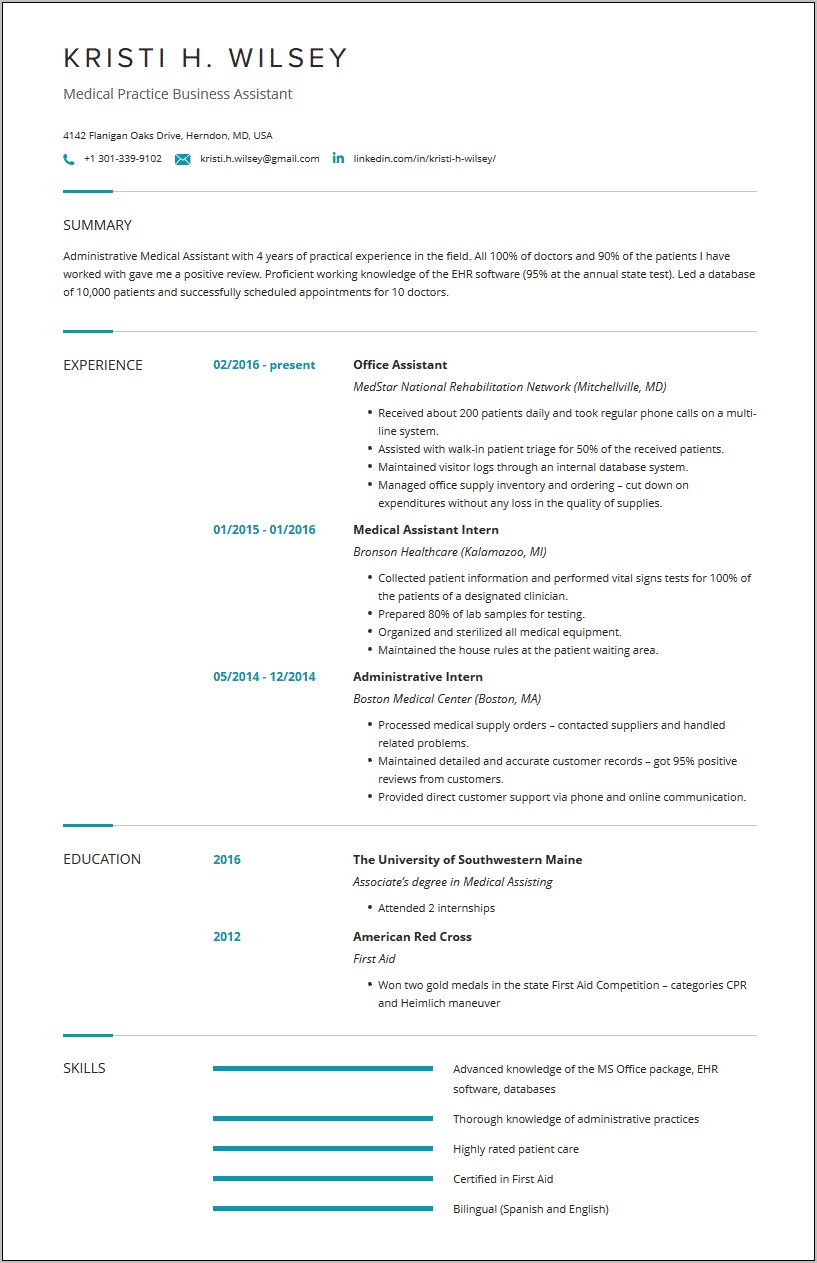 Medical Assistant Job To Put For A Resume