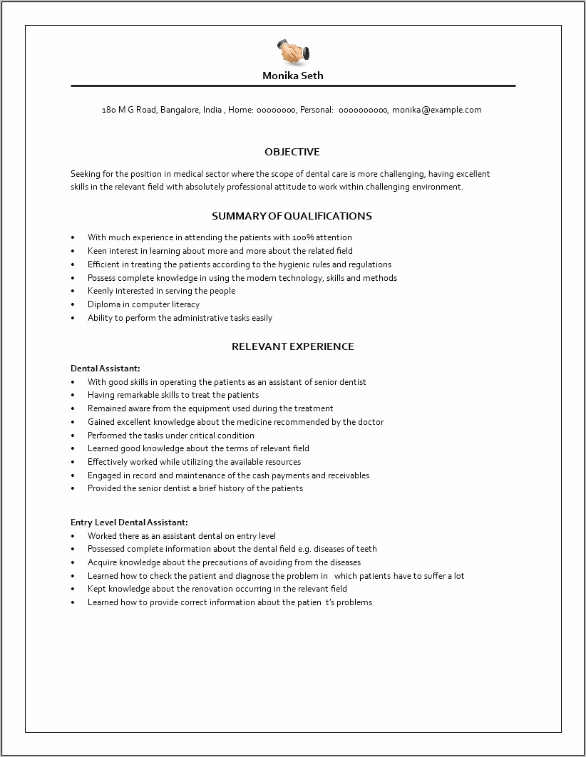 Medical Assistant Resume Objective Examples Entry Level