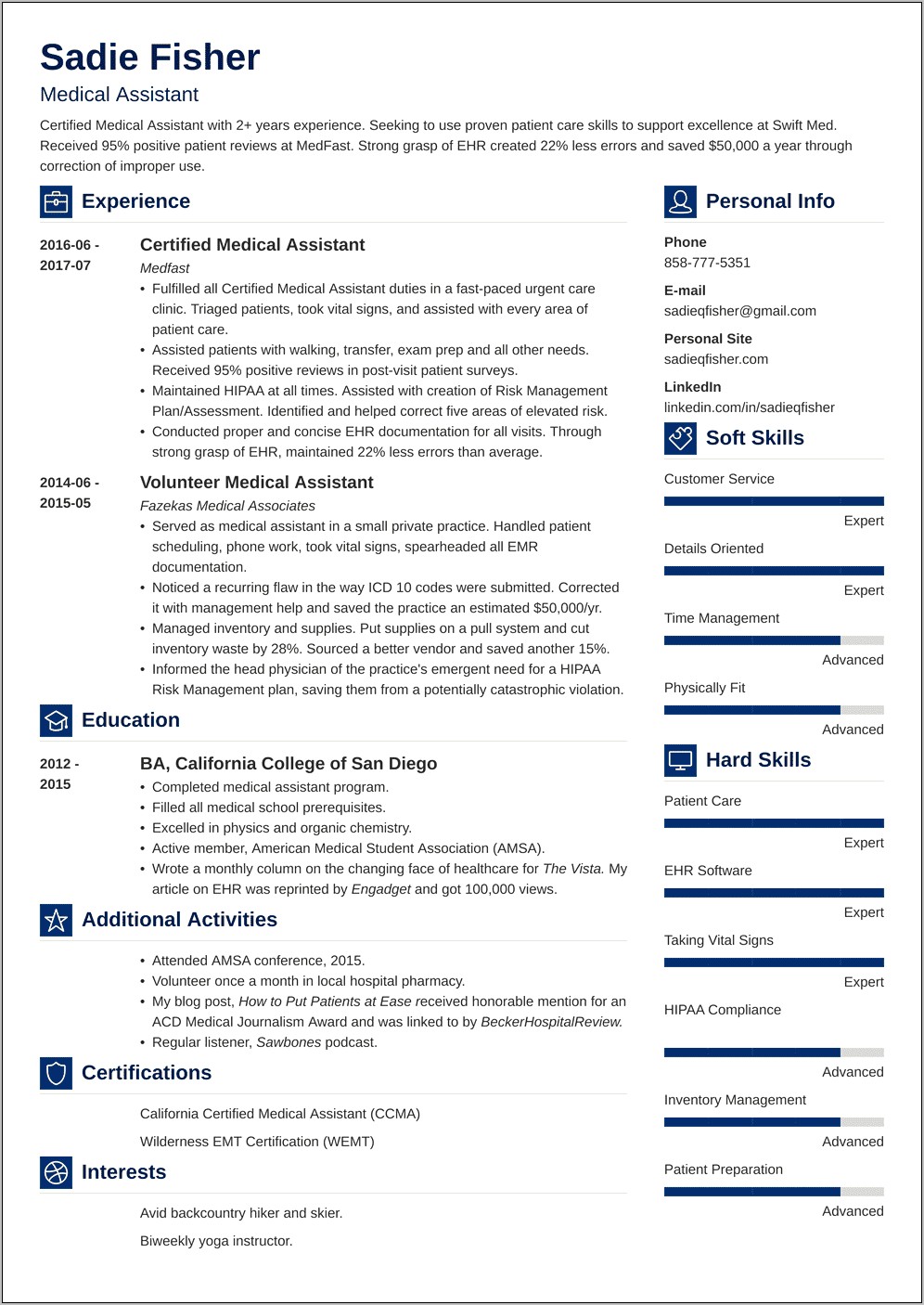 Medical Assistant Resume Templates For Microsoft Word