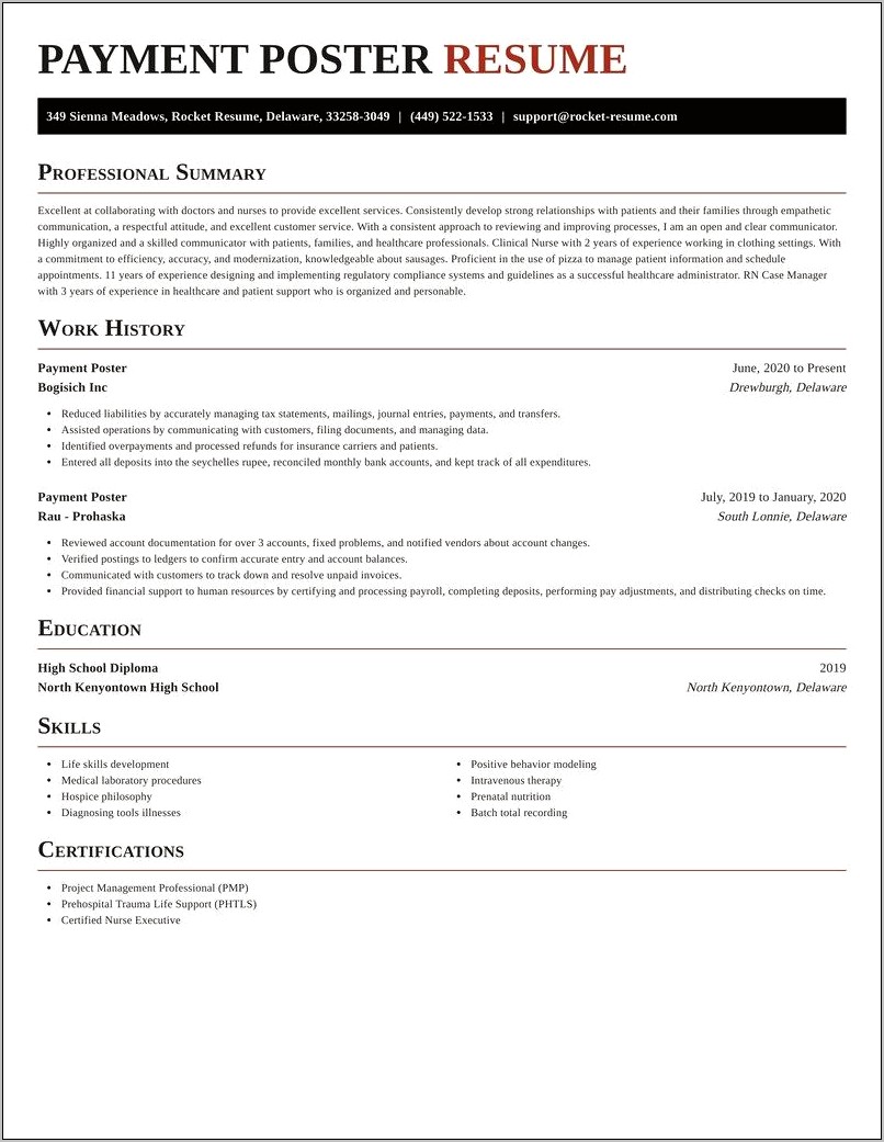 Medical Billing Payment Poster Job Description For Resume