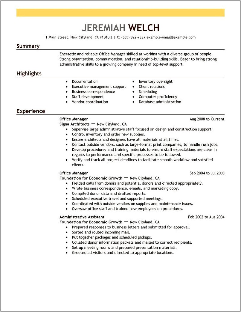 Medical Office Manager Resume Summary