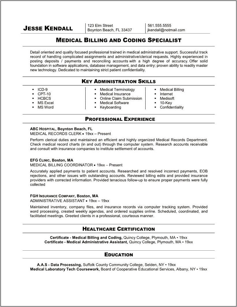 Medical Records File Clerk Resume Examples