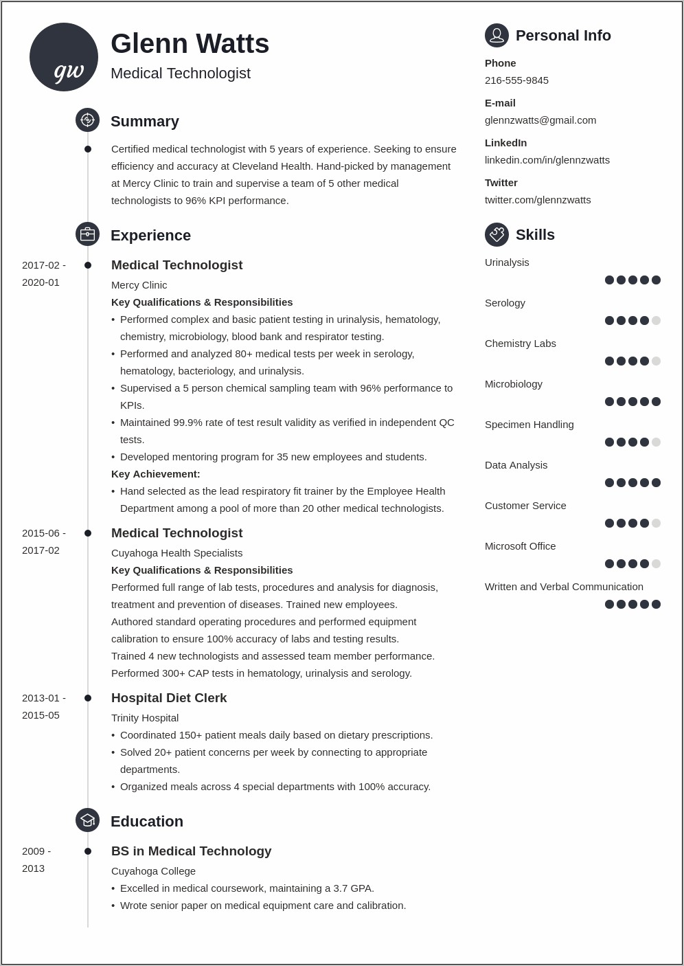 Medical Technologist Blood Bank Resume Examples