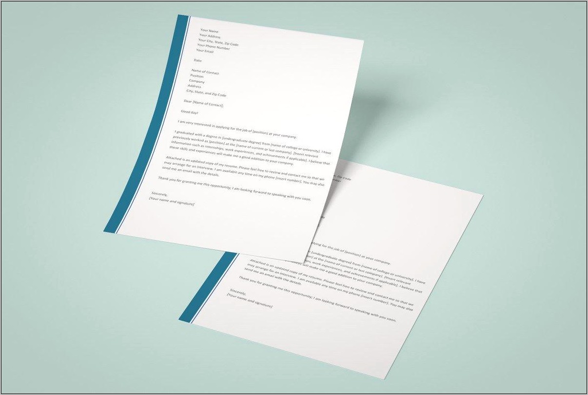 Microsoft Office Resume Cover Letter Template