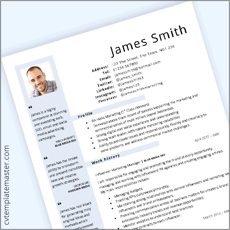 Microsoft Word 2019 One Page Resume Template