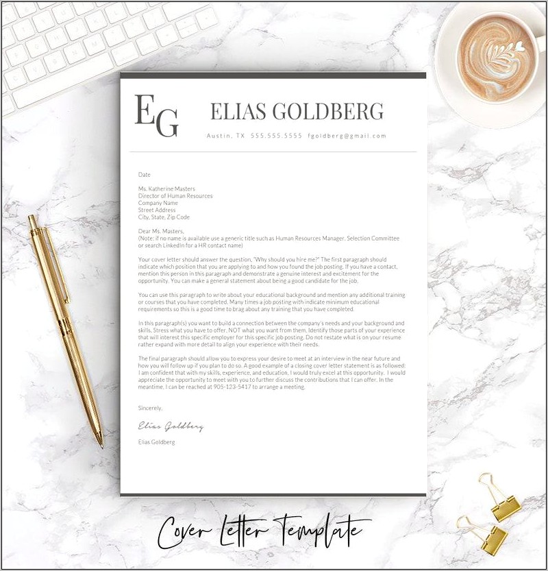 Microsoft Word Resume Cover Letter Template