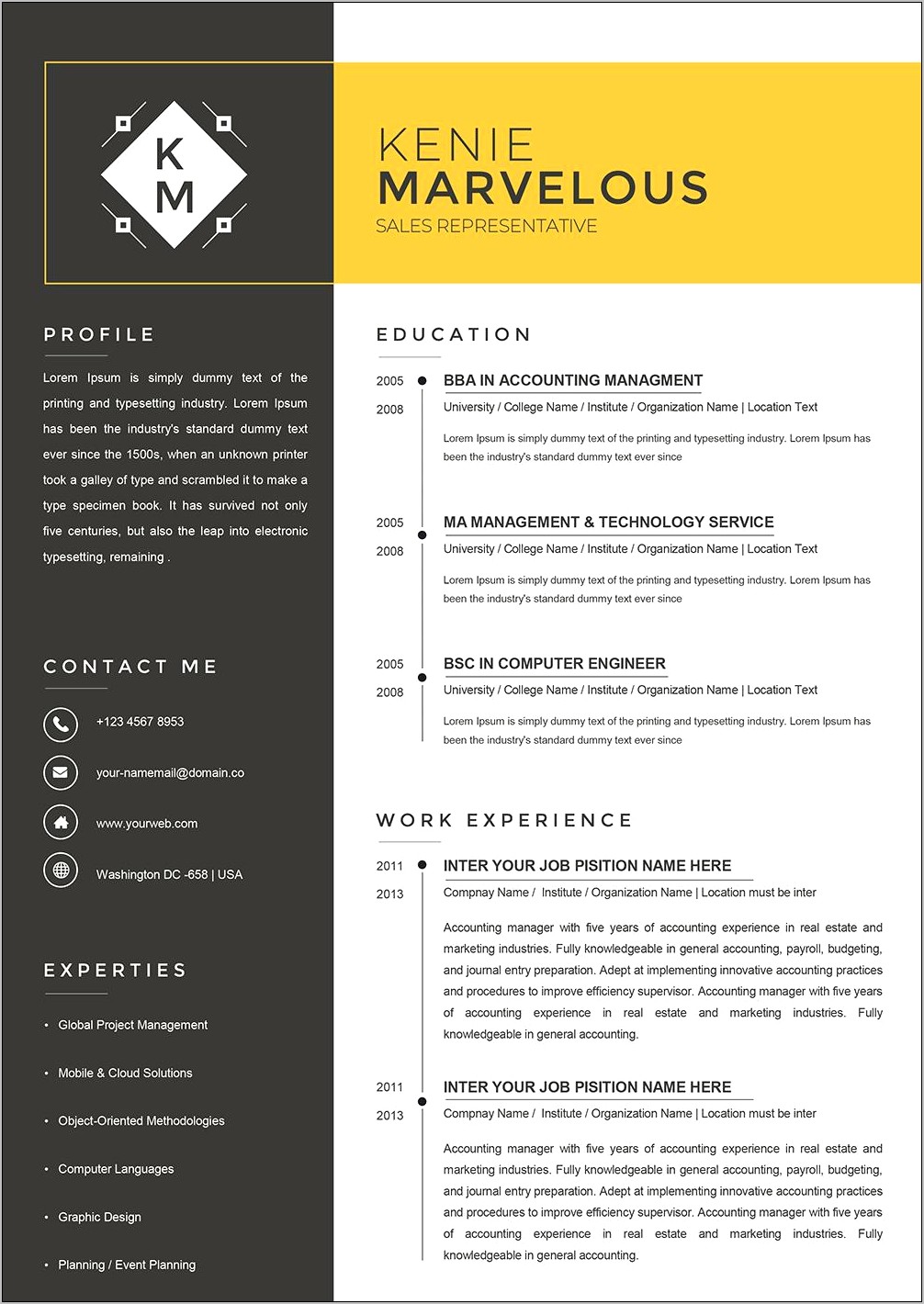 Microsoft Word Resume Template For Sale