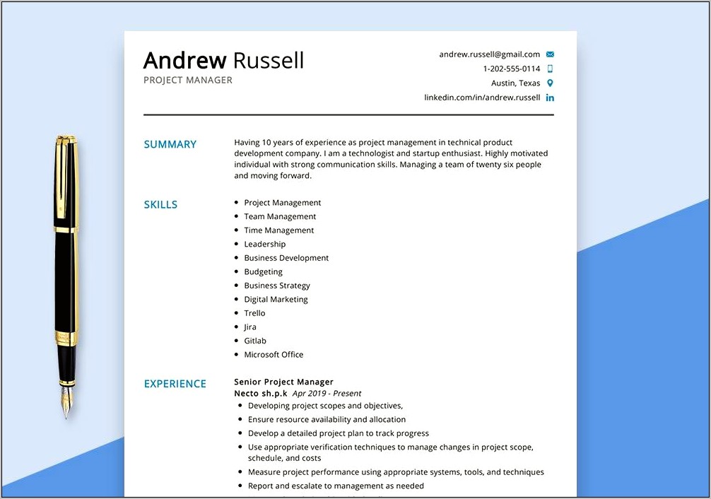 Mid Level Project Manager Resume Examples