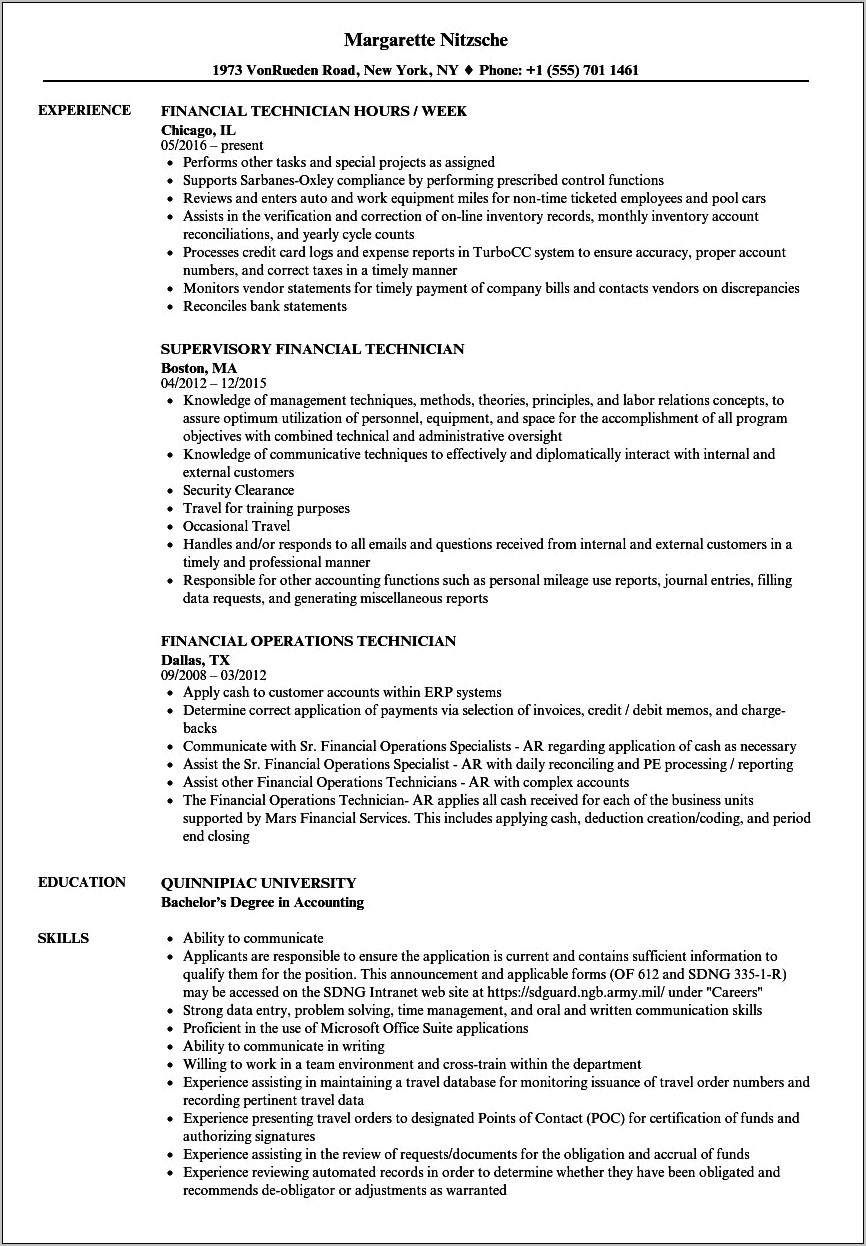 Military Placement On Resume Example