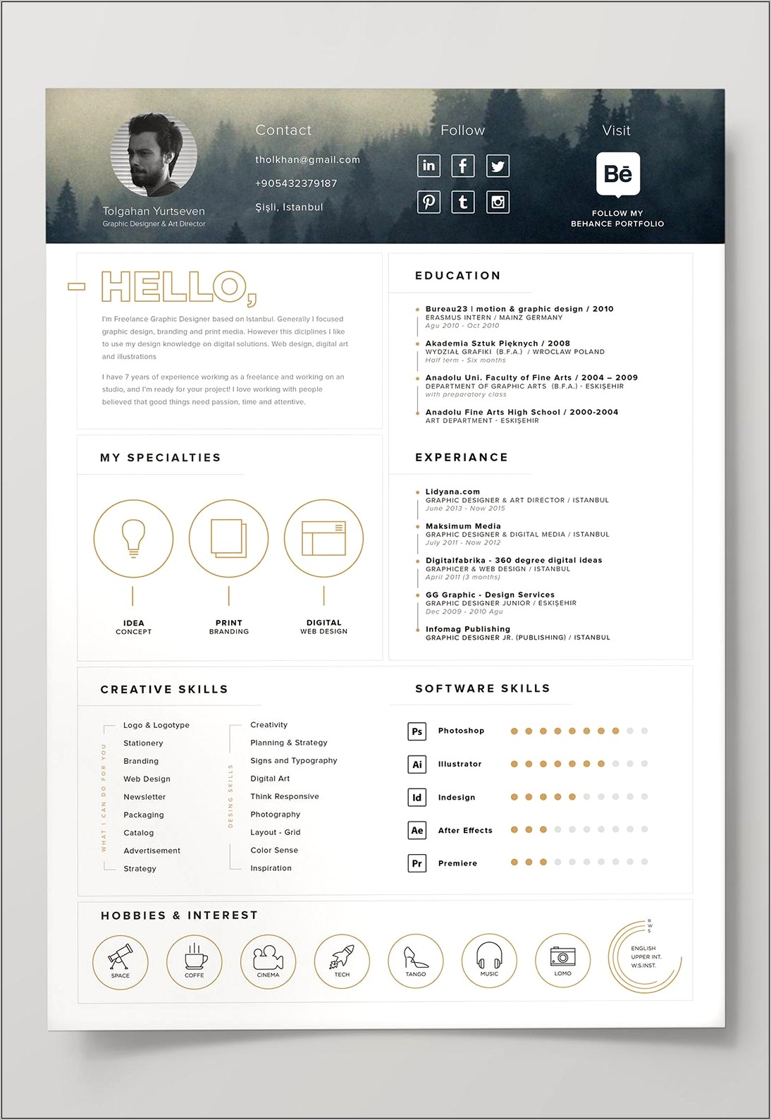 Minimalist Portfolio & Resume After Effects Template Free Download