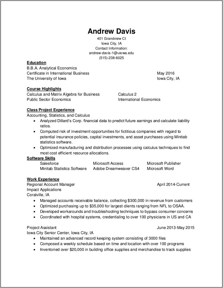 Minitab Experience In Manufacturing Industry Resume Example