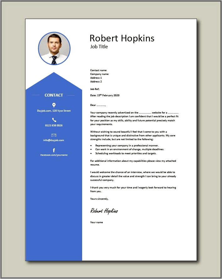 Model Of Job Application Letter With Resume