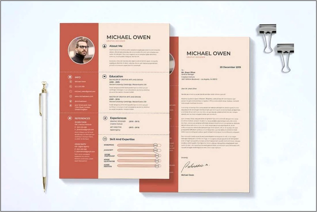 Modern Matching Resume Cover Letter Portfolio