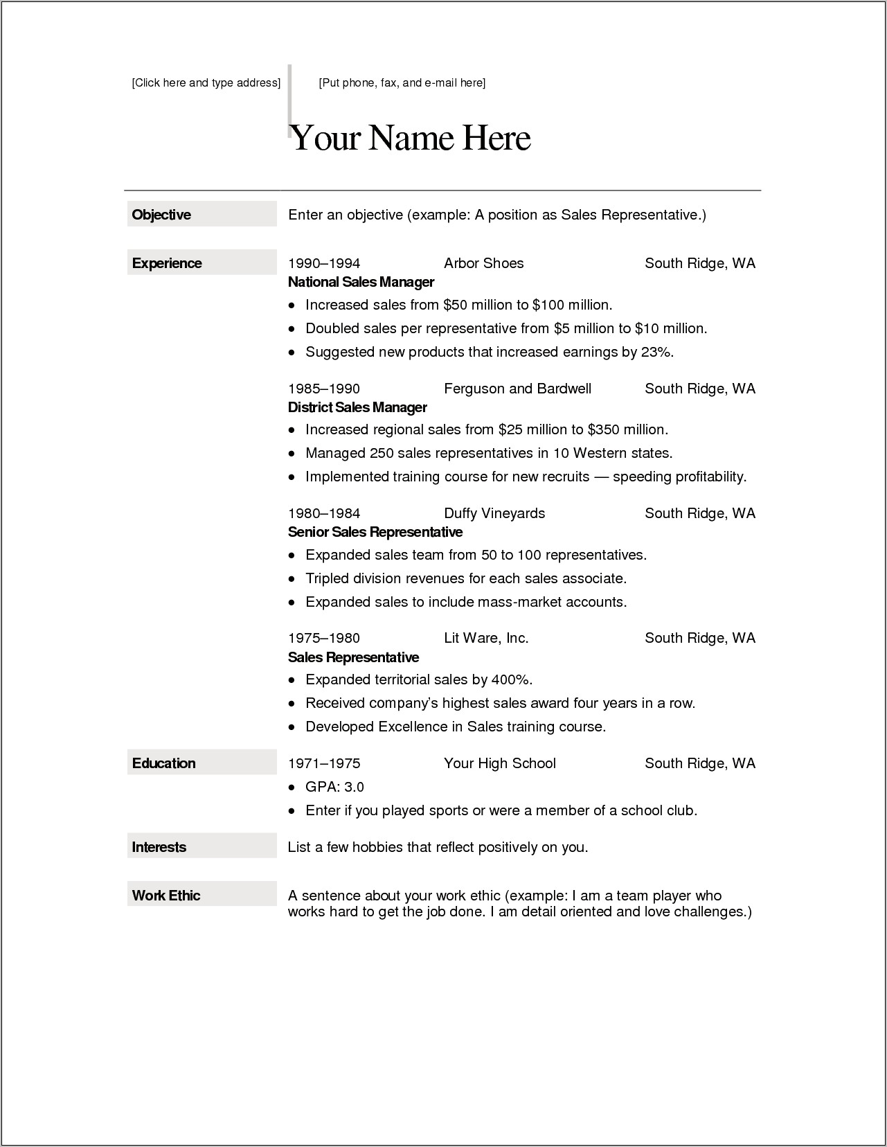 Modern Resume Sample For Sales Rep