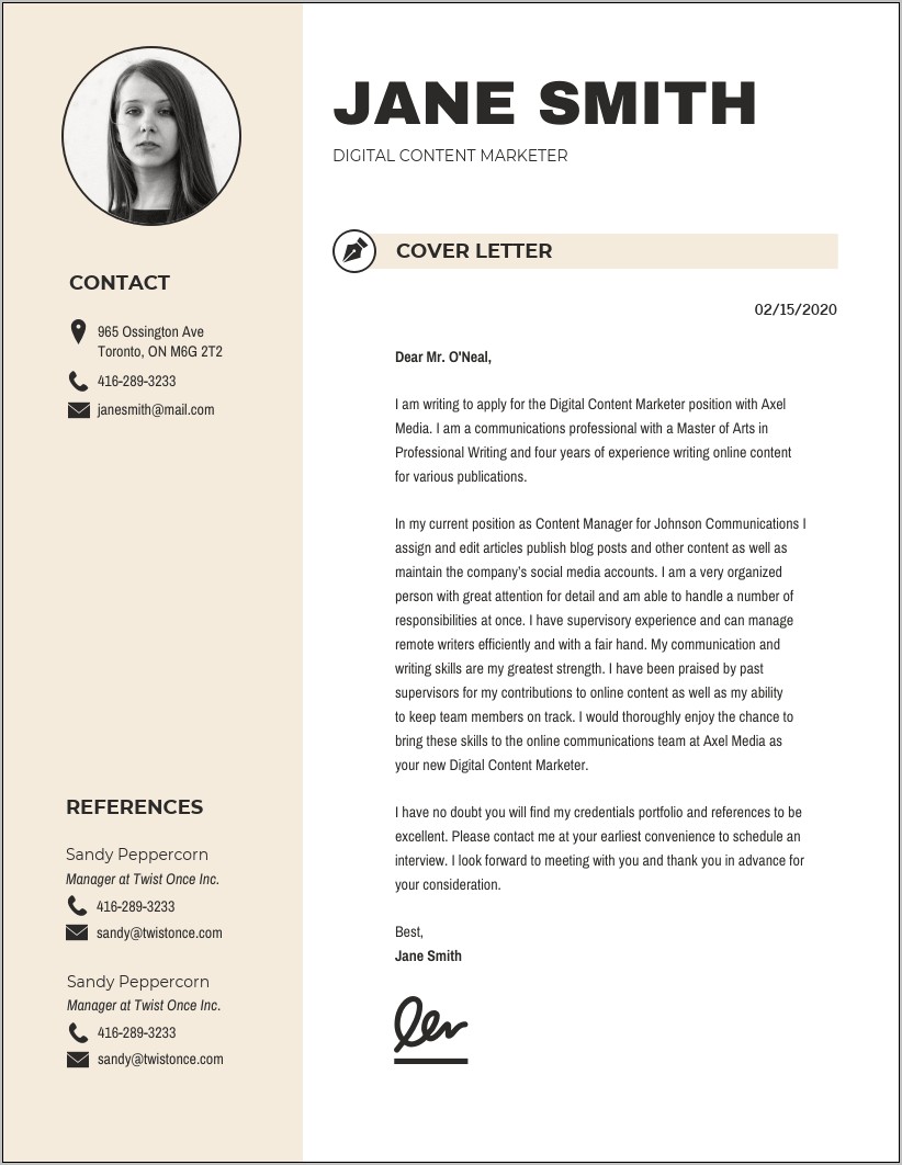 Modern Resume Template Cover Letter Portfolio