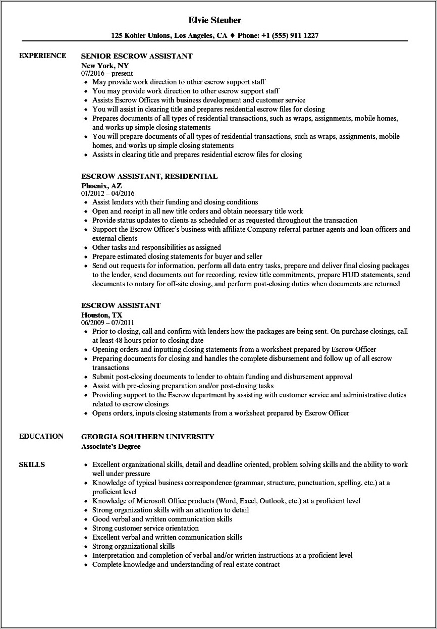 Mortgage Loan Officer Assistant Resume Objective Statement