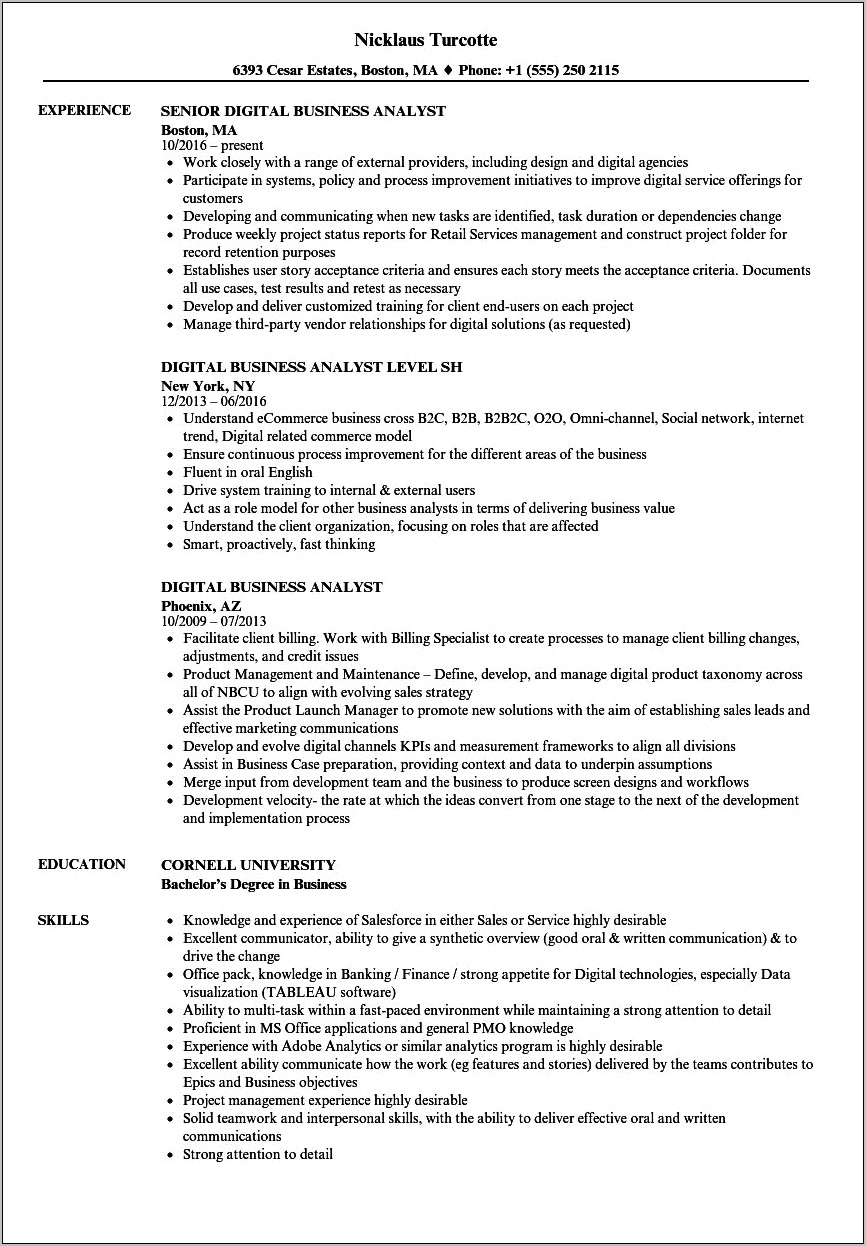 Ms Configuration Business Analyst Resume Sample