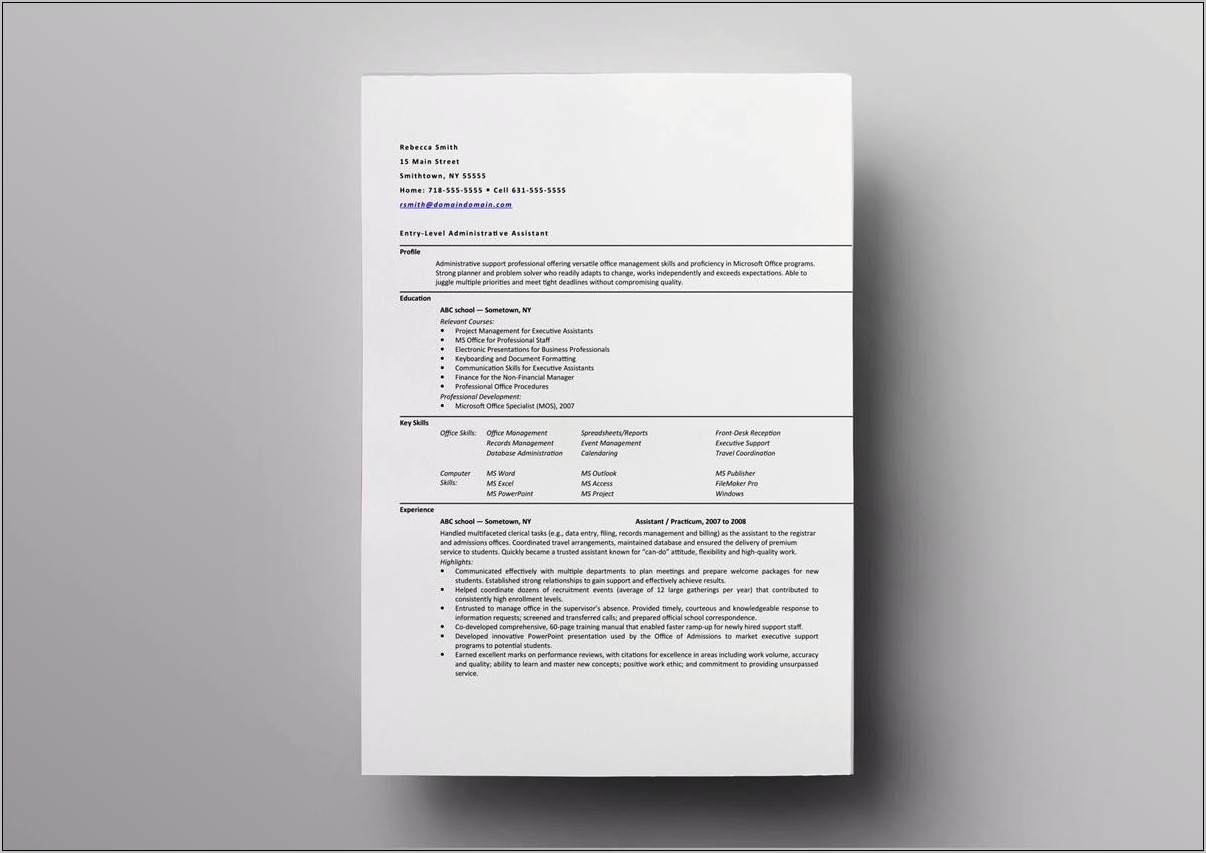 Ms Office Word 2007 Resume Template