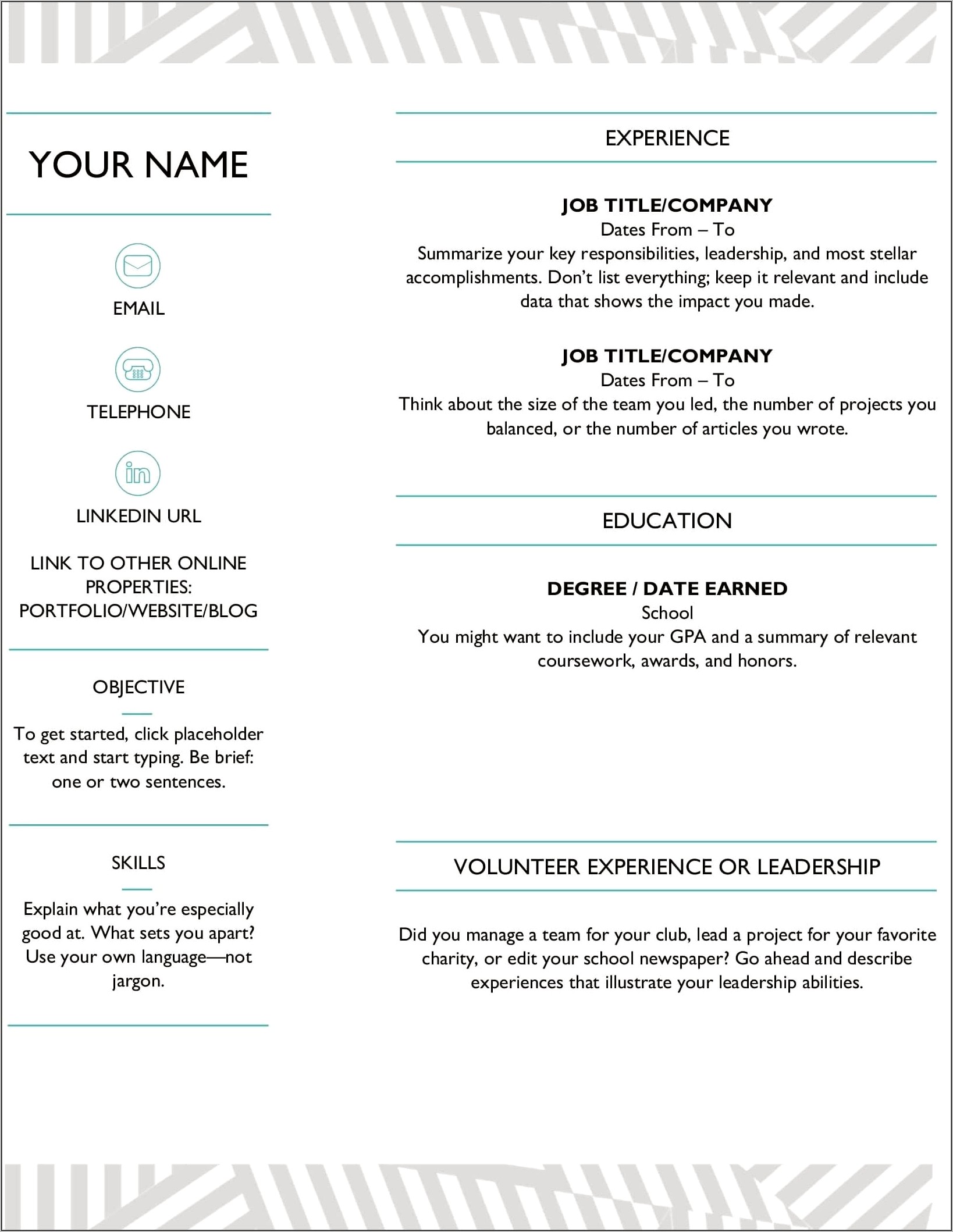 Ms Word Resume Template For Mid Level