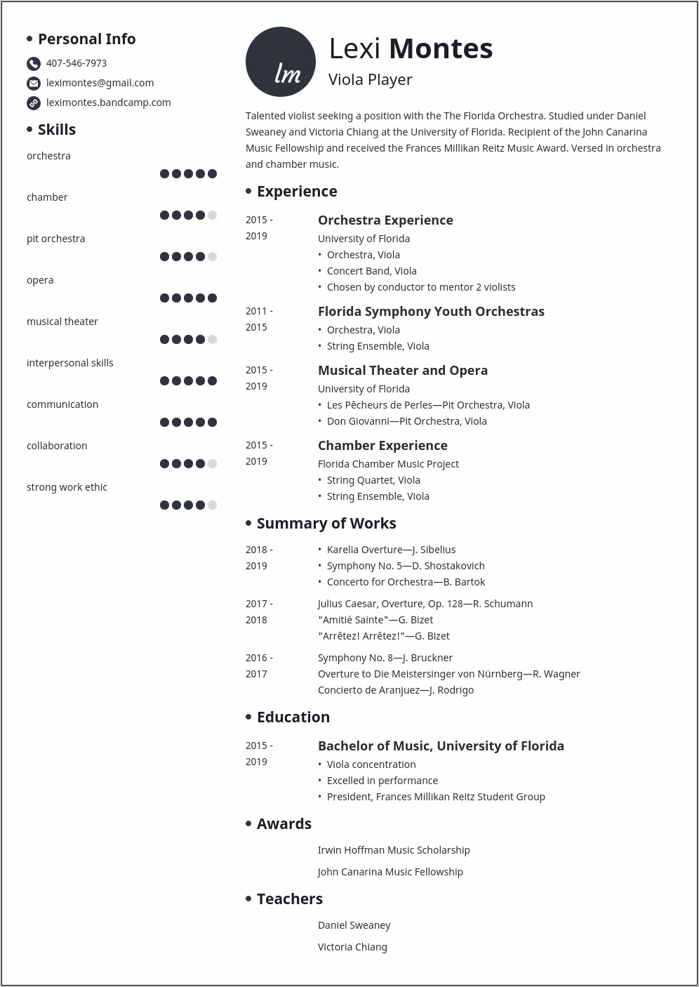 Music Resume Royal Academy Of Music Doctype Word