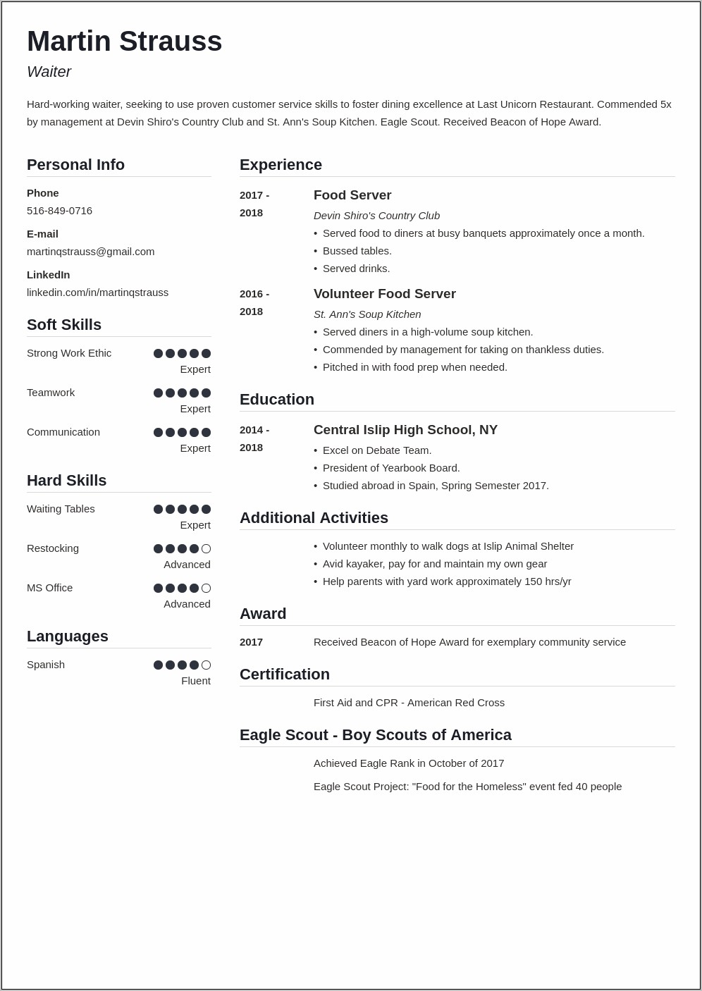 My First Resume Template For Kids
