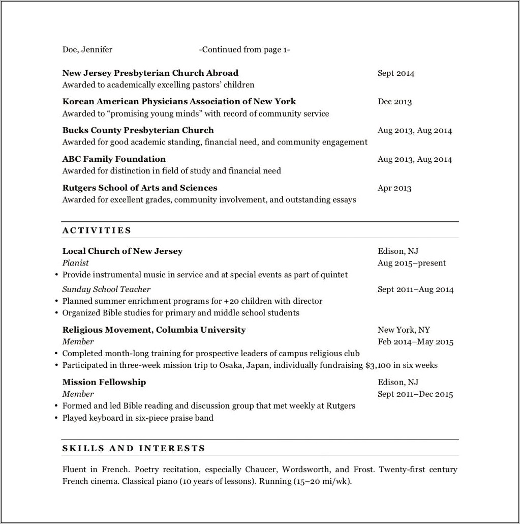 My Resume For Law School Is Two Pages