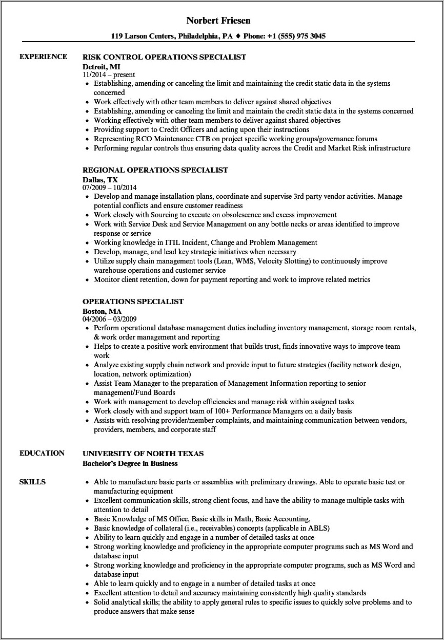 Navy Operations Specialist Job Description For Resume