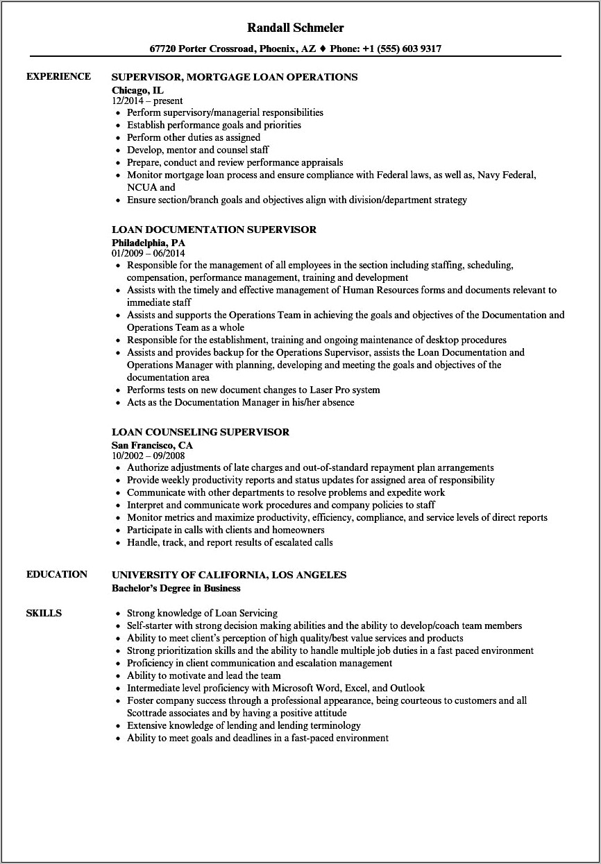 Navy Work Center Supervisor Job Description Resume