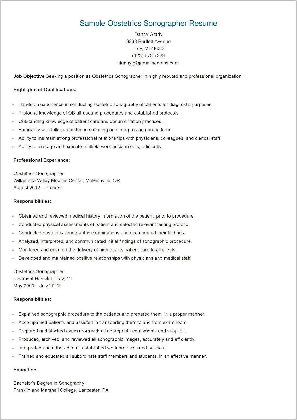 Need An Objective For My Resume For Obstetrition