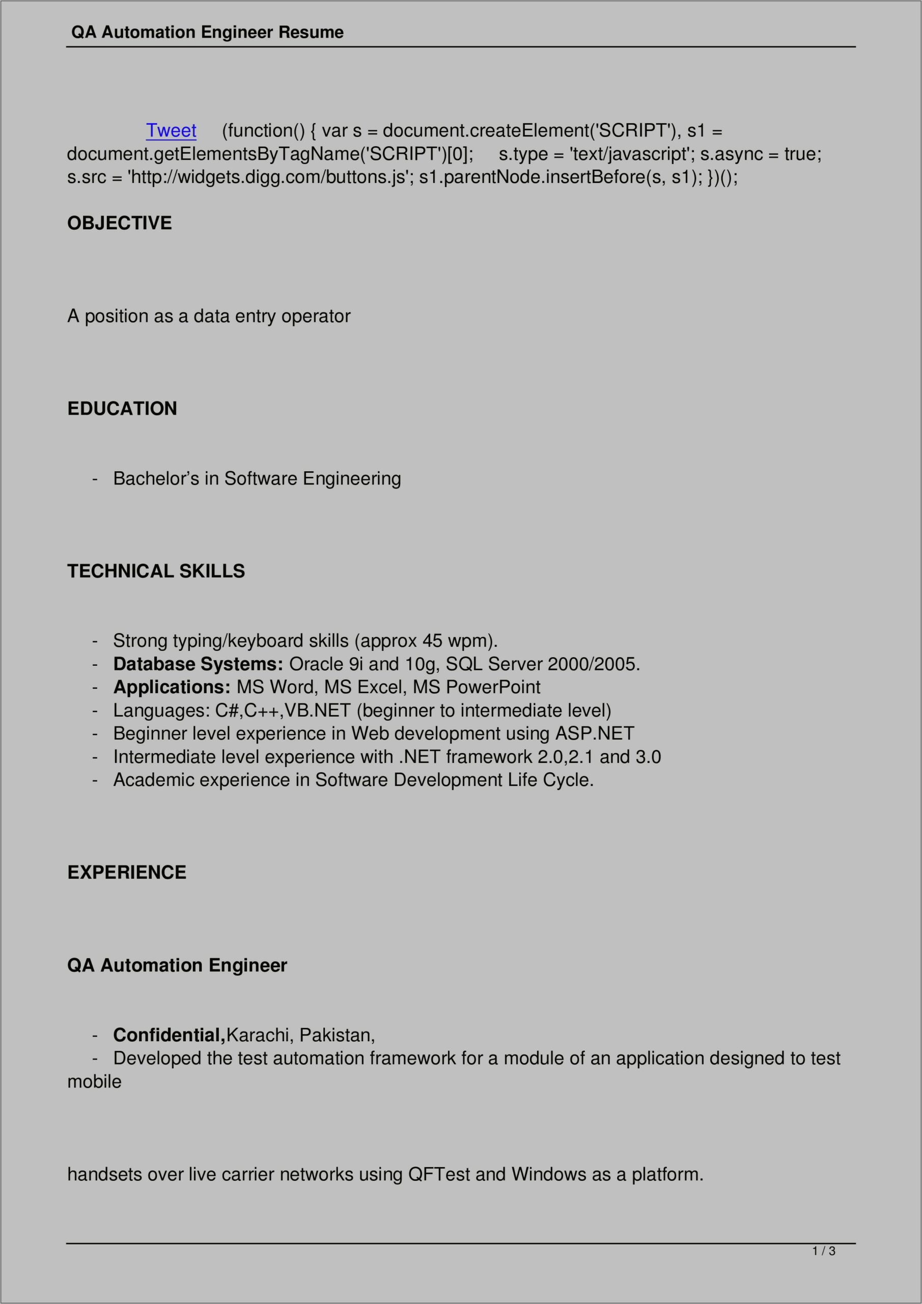 Net 3 Years Experience Resume Download