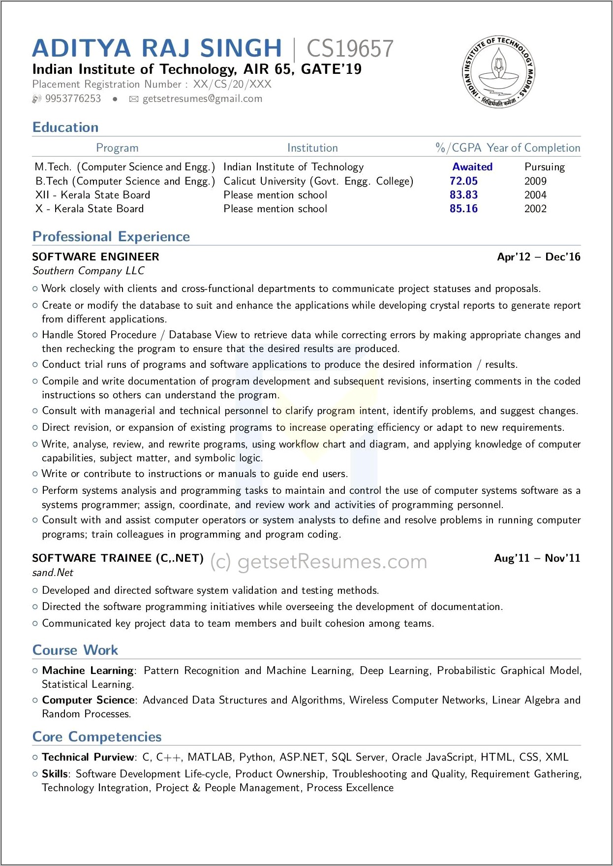 Net Technical Lead Resume Sample India