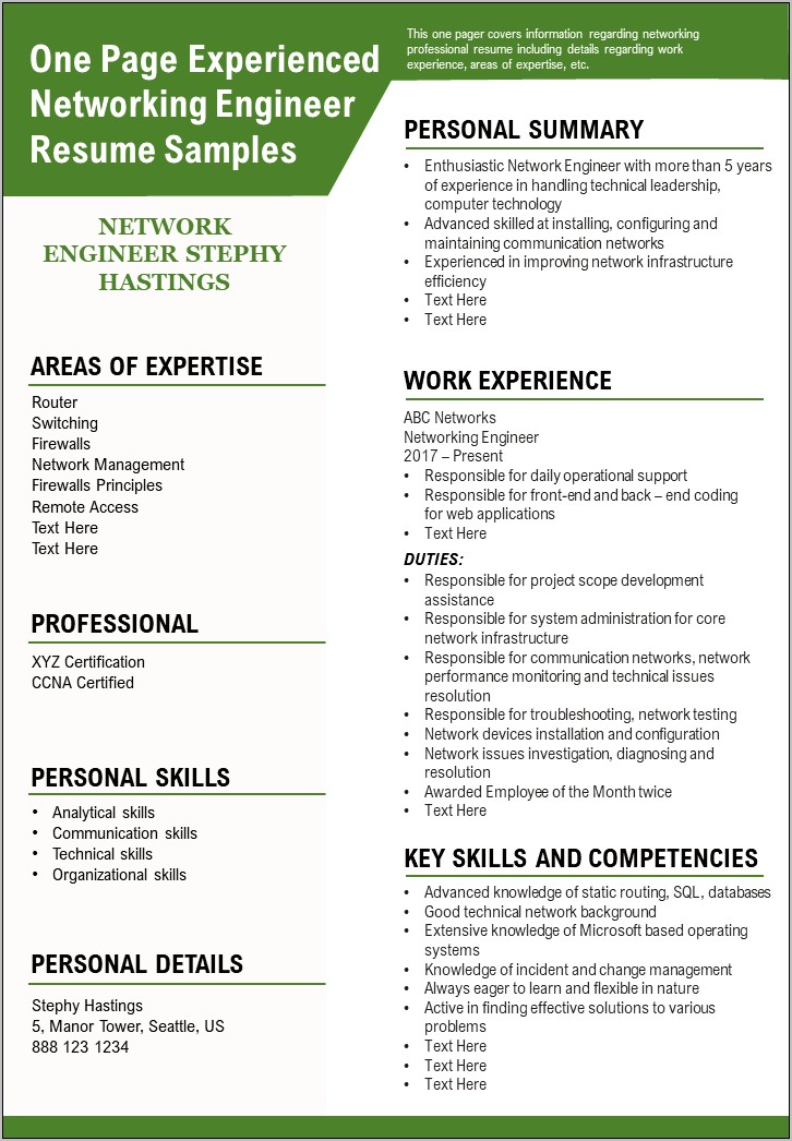 Network Engineer Resume With 10 Year Experience