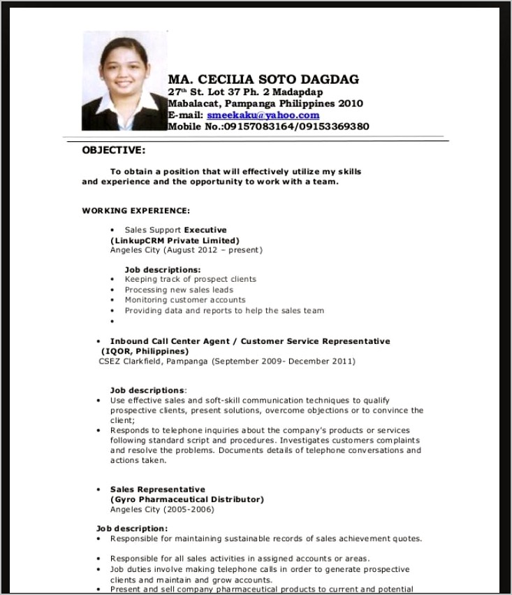 New Grad Rn Resume With No Experience Philippines